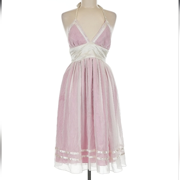 deep Los Angeles Dresses & Skirts - Elegant Pink and White Halter Dress